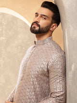 Men's Brown Full Sleeves Straight Kurta
