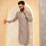 Men's Brown Full Sleeves Straight Kurta