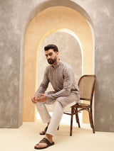 Men's Brown Full Sleeves Straight Kurta