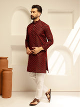 Men's Multicolor Full Sleeves Straight Kurta