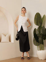 Women's A-Line Midi Satin Skirt