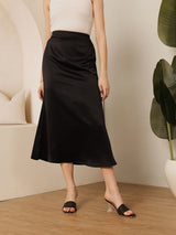 Women's A-Line Midi Satin Skirt