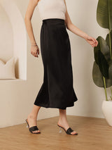 Women's A-Line Midi Satin Skirt