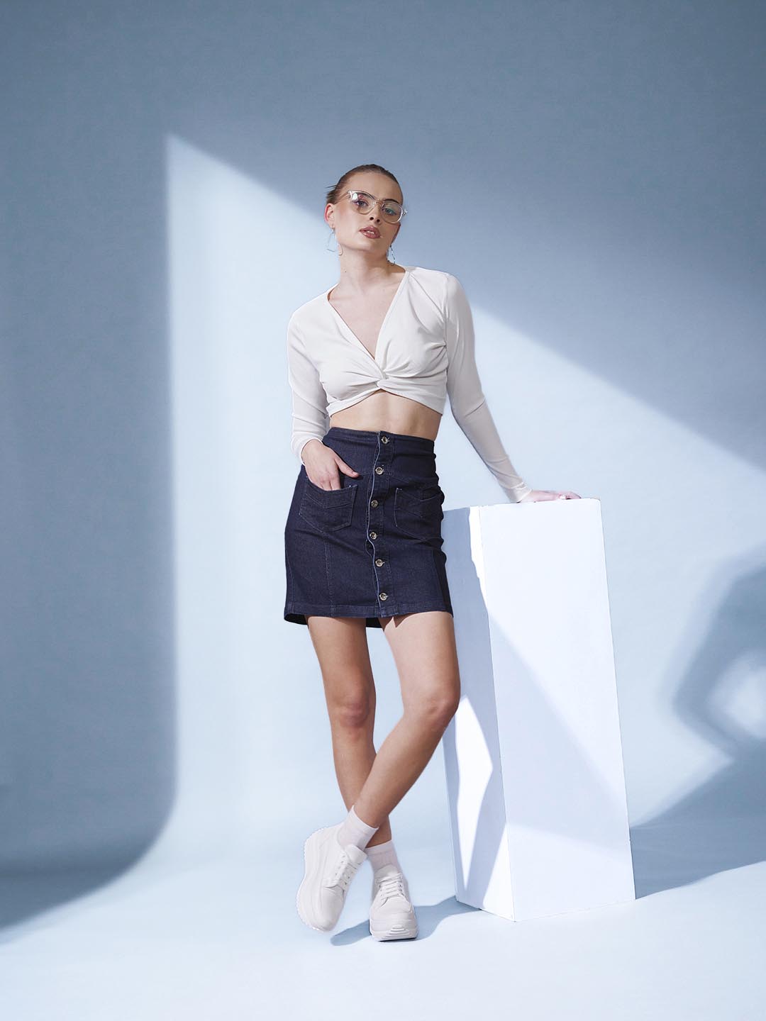 Women's Denim Straight Mini Skirt