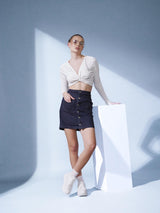Women's Denim Straight Mini Skirt