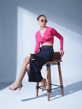 Women's Denim Slit Maxi Skirt