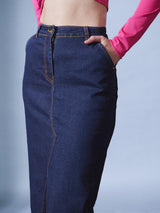 Women's Denim Slit Maxi Skirt