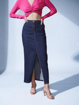 Women's Denim Slit Maxi Skirt