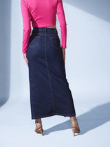 Women's Denim Slit Maxi Skirt