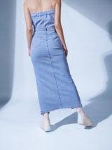 Women's Blue Denim Pencil Midi Skirts