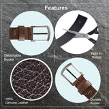 Men's Brown Casual Solid Leather Belt