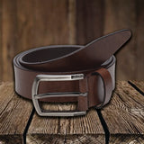 Men's Brown Casual Solid Leather Belt