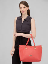 Women's Coral Faux Leather Satchel Handbag 16L