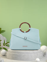 Women's Aqua Faux Leather Satchel Handbag 10L