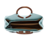 Women's Aqua Faux Leather Satchel Handbag 10L