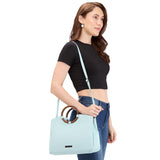 Women's Aqua Faux Leather Satchel Handbag 10L