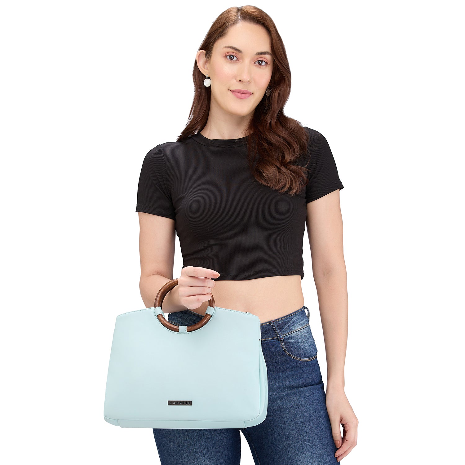 Women's Aqua Faux Leather Satchel Handbag 10L