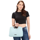 Women's Aqua Faux Leather Satchel Handbag 10L