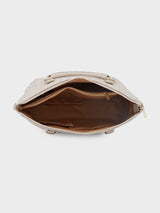 Women's Beige Faux Leather Satchel Handbag 12L