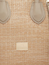 Women's Beige Faux Leather Satchel Handbag 2L