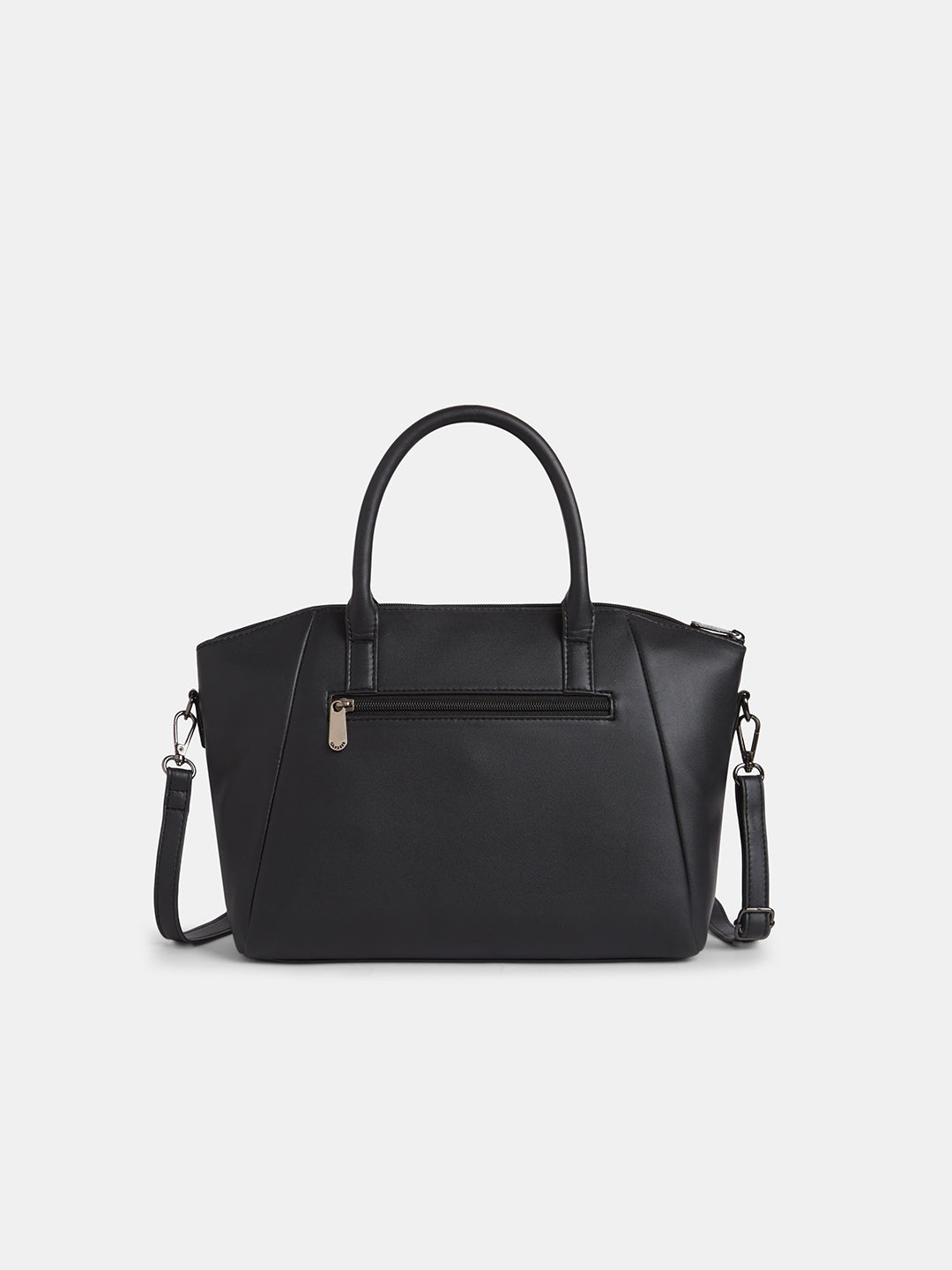 Women's Black Faux Leather Satchel Handbag 10L
