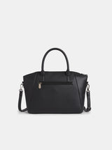 Women's Black Faux Leather Satchel Handbag 10L