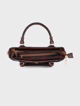 Women's Brown Faux Leather Satchel Handbag 2L