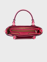 Women's Flamingo Pink Faux Leather Satchel Handbag 2L