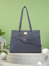 Women's Navy Faux Leather Satchel Handbag 13L