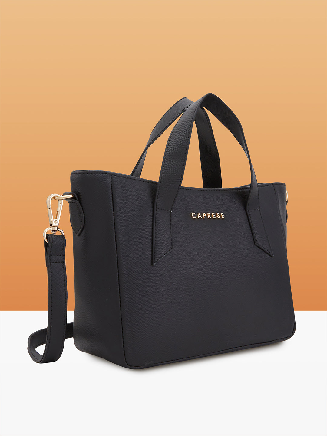 Women's Black Faux Leather Satchel Handbag 6L
