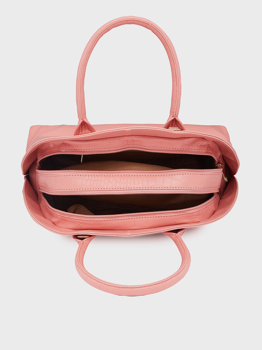 Women's Salmon Orange Faux Leather Satchel Handbag 10L
