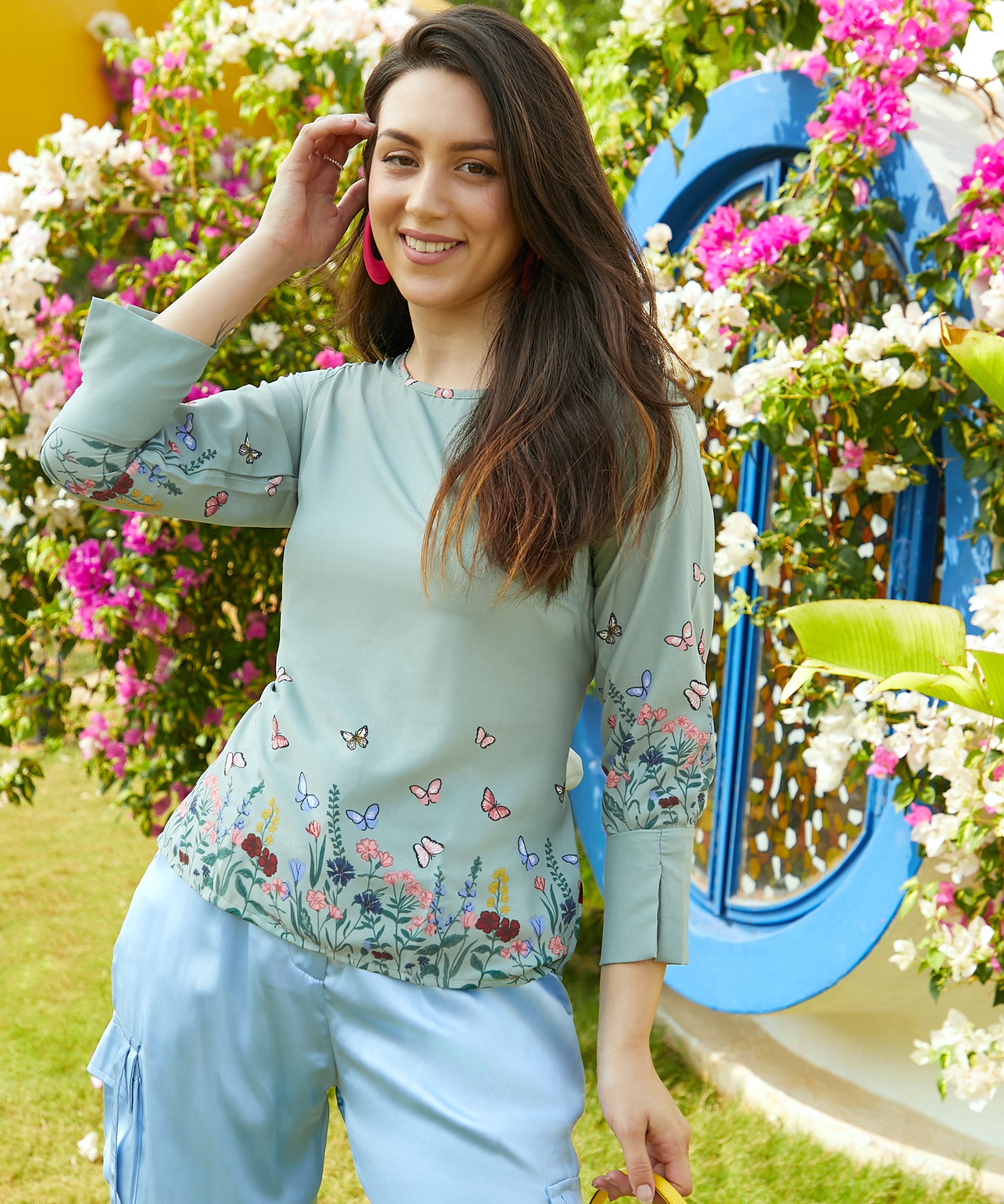 Women's Sage Green Botanical Garden Top