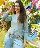 Women's Sage Green Botanical Garden Top