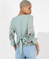 Women's Sage Green Botanical Garden Top