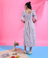 Women's Pastel Purple Creased Dress With Slit Detail