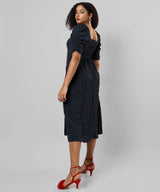 Women's Solid Navy Blue With Slit Detail Dress