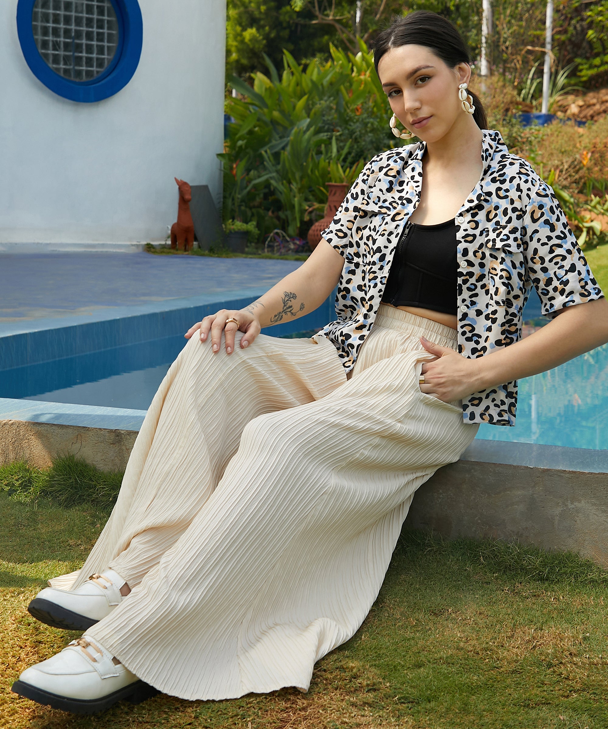 Women's Multicolour Abstract Cheetah Shirt