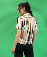 Women's Multicolour Abstract Print Casual Top