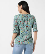 Women's Olive Green Botanical Top