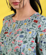 Women's Olive Green Botanical Top