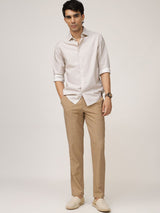 Men's Brown Casual Slim Fit Printed Full Sleeves Shirt