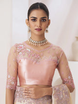 Women's Pure Chiffon White Embellished Designer Saree with Blouse Piece