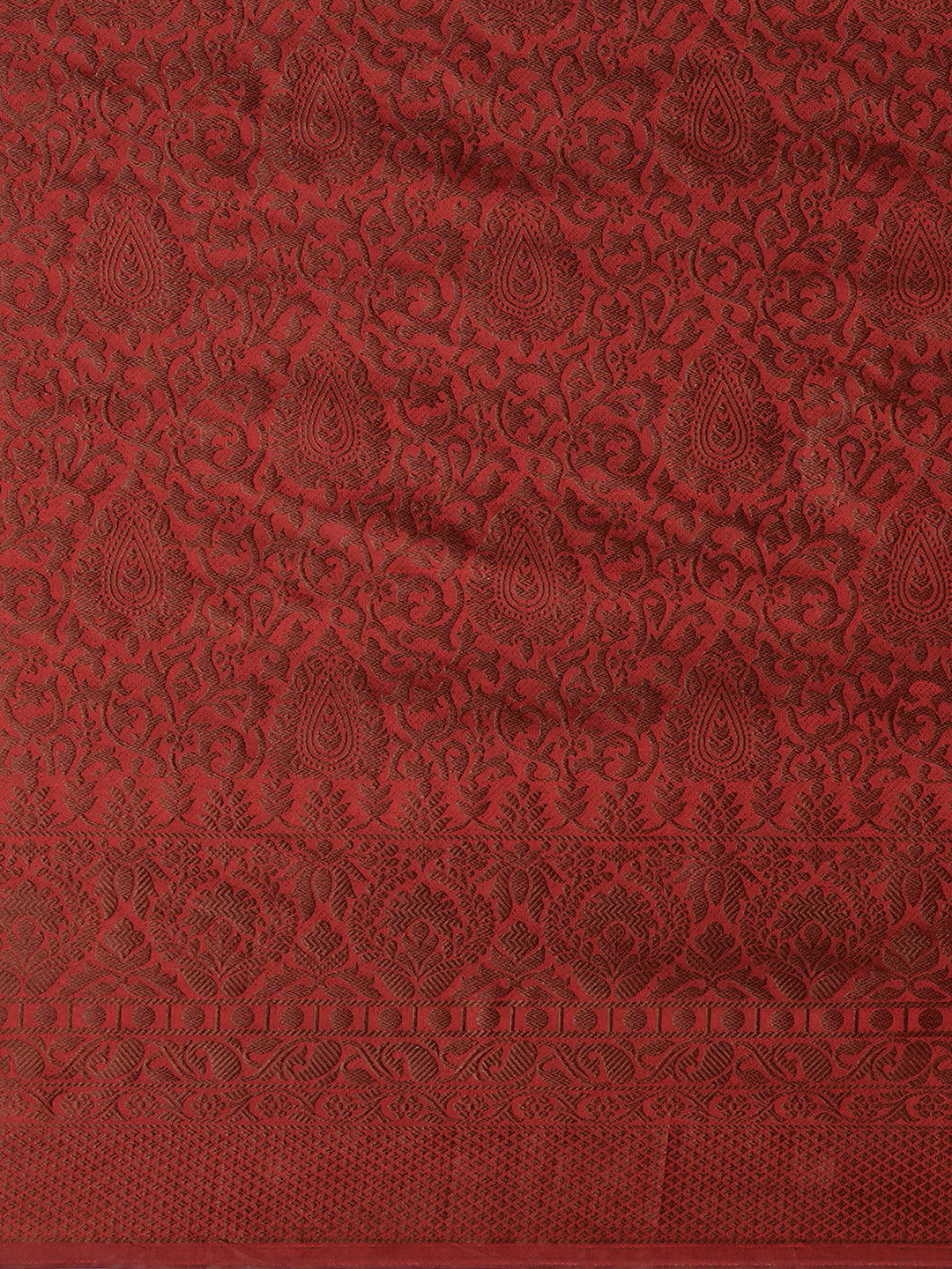 Women's Silk Blend Red Woven Design Designer Saree with Blouse Piece