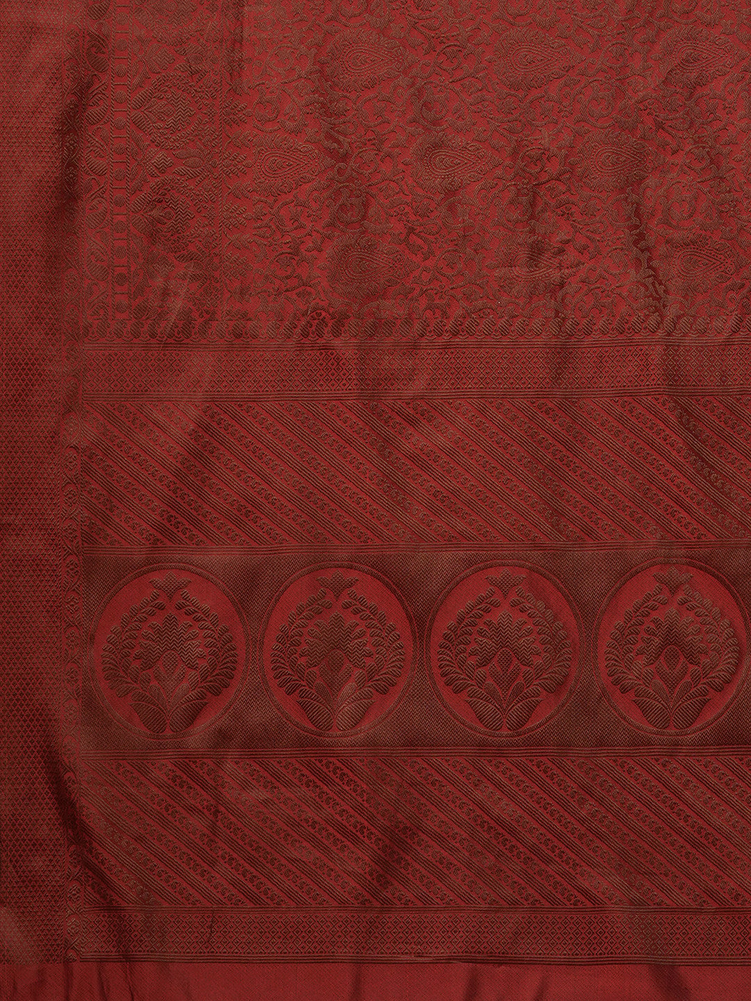 Women's Silk Blend Red Woven Design Designer Saree with Blouse Piece
