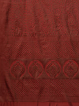 Women's Silk Blend Red Woven Design Designer Saree with Blouse Piece