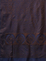 Women's Silk Blend Navy Woven Design Designer Saree with Blouse Piece