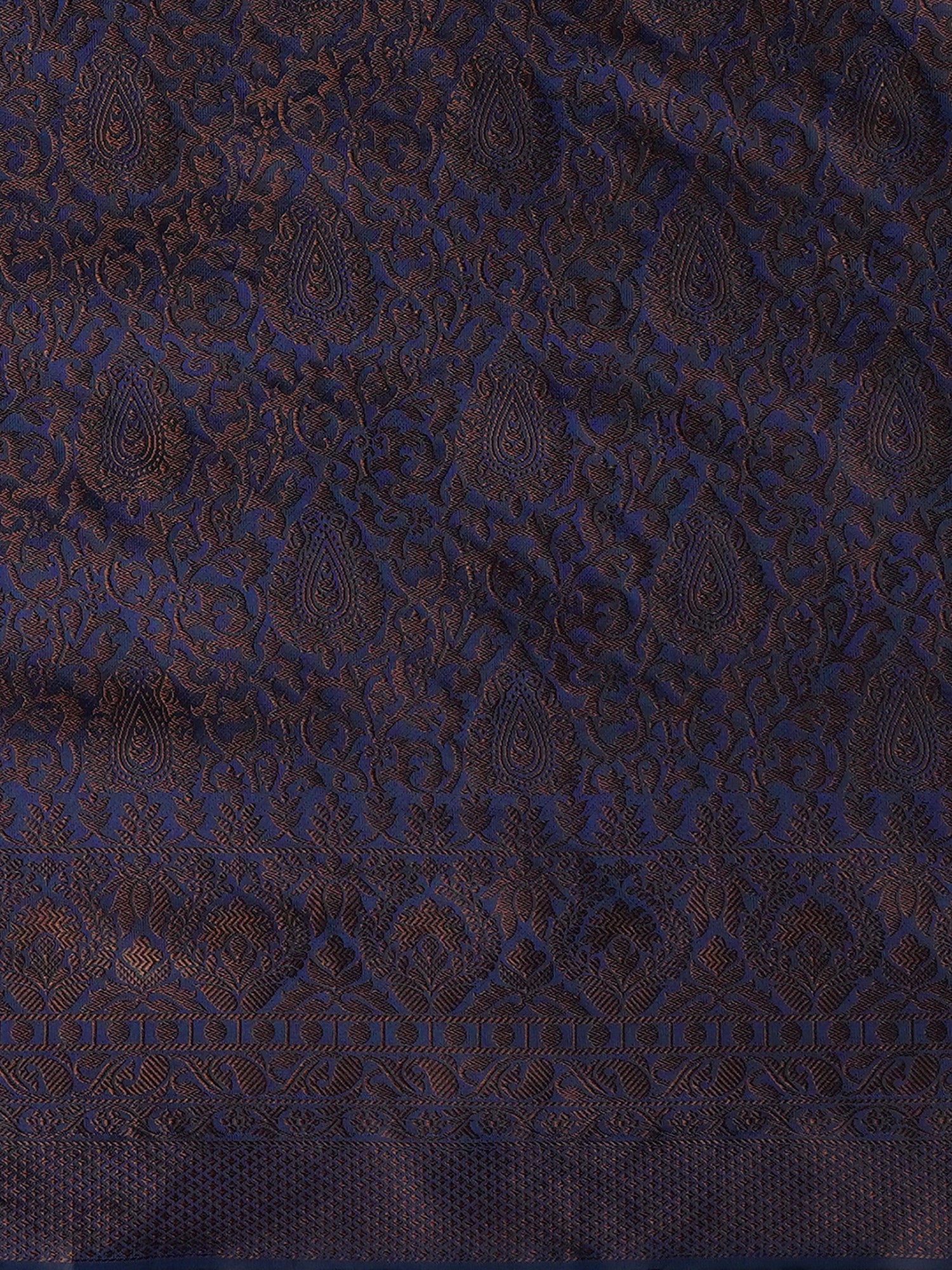Women's Silk Blend Navy Woven Design Designer Saree with Blouse Piece