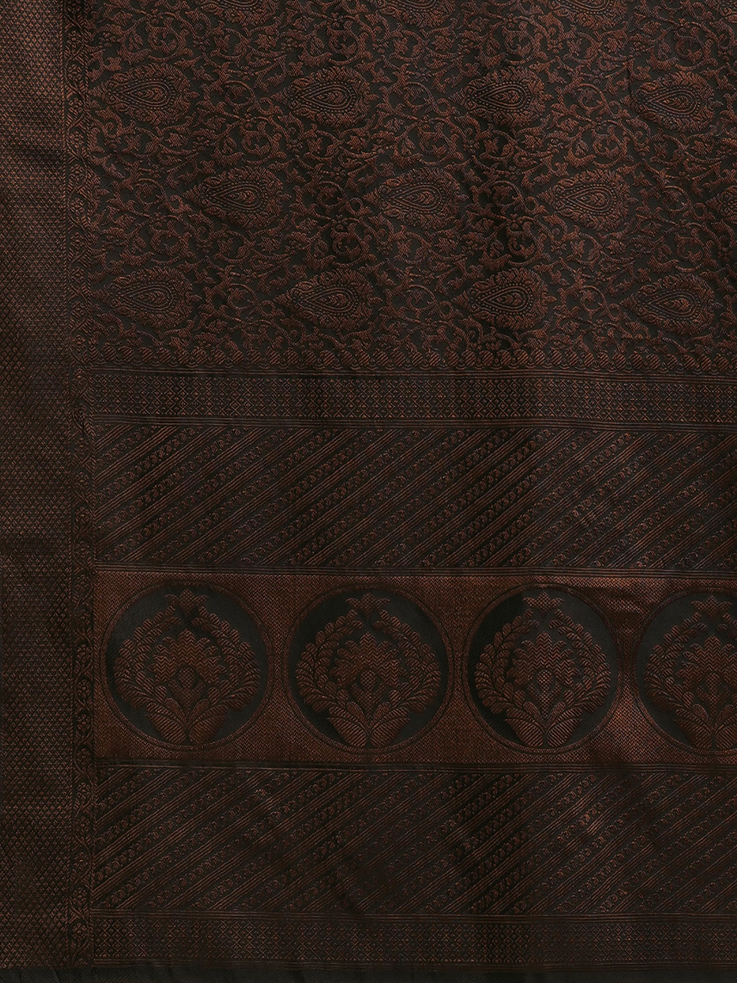 Women's Silk Blend Black Woven Design Designer Saree with Blouse Piece