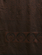 Women's Silk Blend Black Woven Design Designer Saree with Blouse Piece
