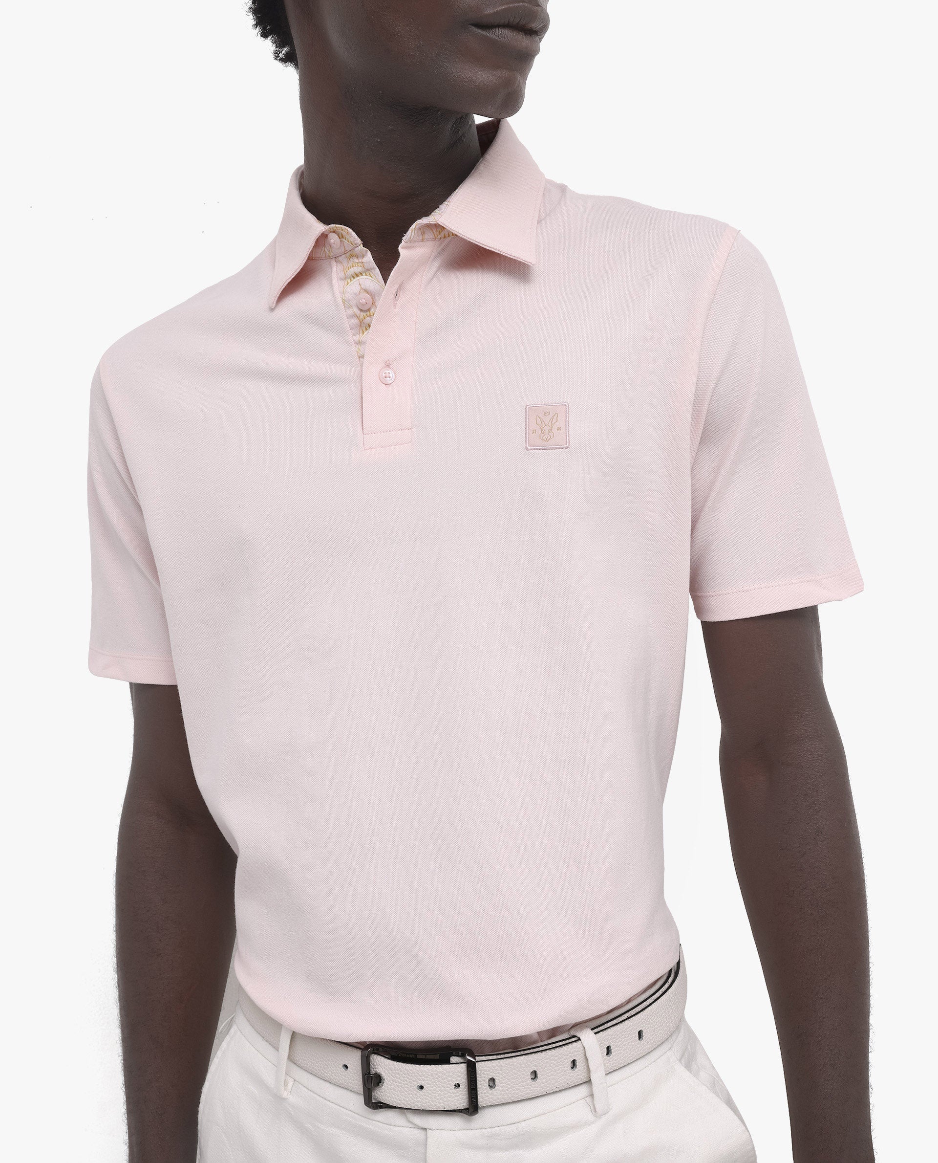 Men's Pink Casual Regular Fit Solid Half Sleeves Polo Tshirt